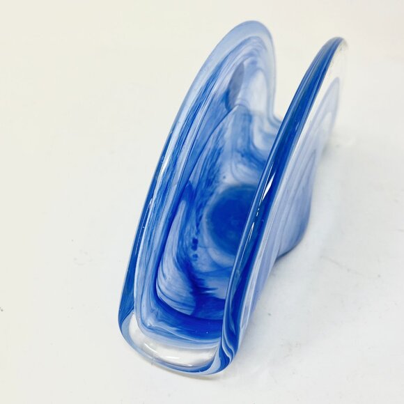 Blue Lavorazione Arte Murano Serviette Letter Napkin Holder Art Glass Italy Taco - Picture 7 of 11